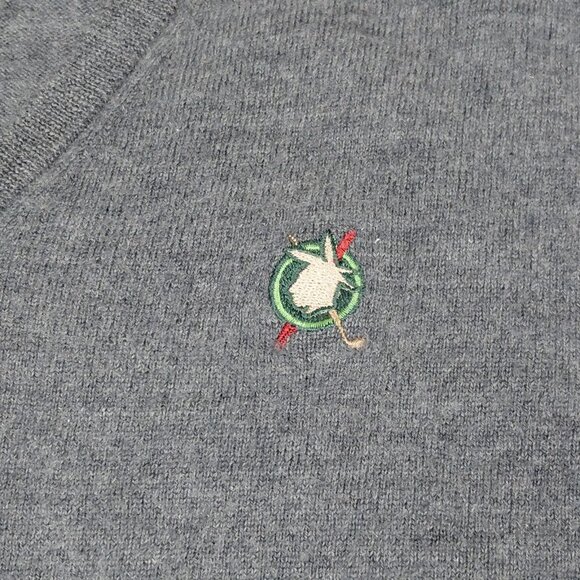 Peter Millar Sweater Mens Medium Grey Merino Wool V-Neck Golf Logo READ - Picture 3 of 7